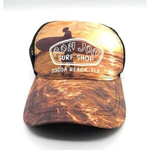 Ron Jon Surf Shop Trucker Hat Surfer Beach Sunset Palm Tree Mesh Snapback Cap